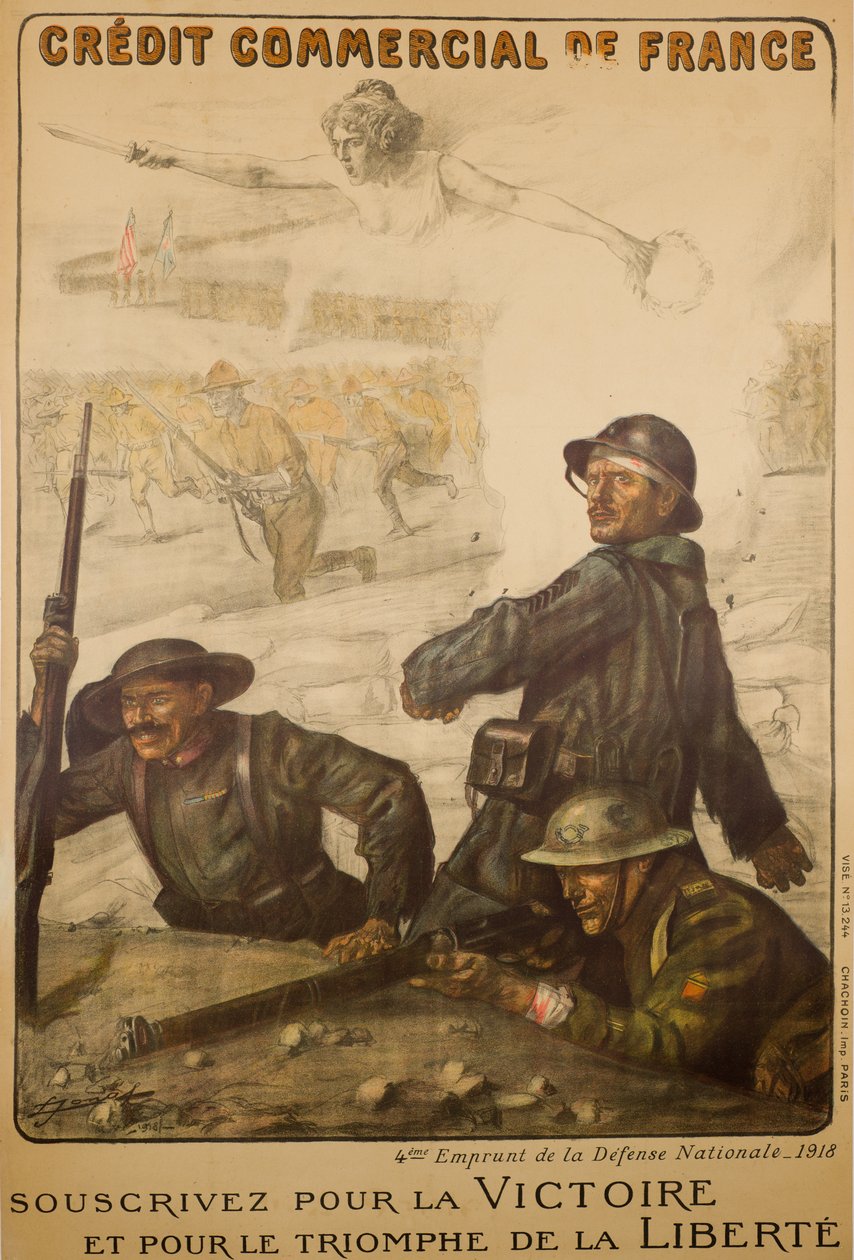 Credit Commercial De France Subscribe For Victory ، c1918 (color litho) بواسطة لوسيان هيكتور جوناس