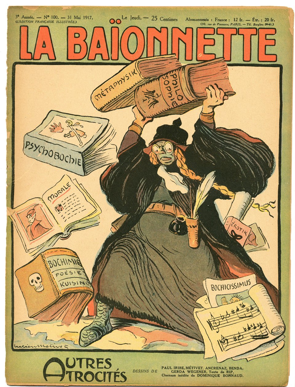 Couverture de ""La Baionnette"", Satirique en Couleurs بواسطة لوسيان ميتيفيت