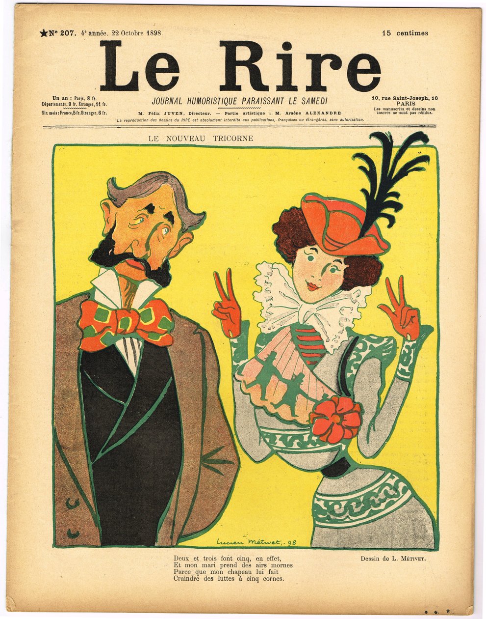 غلاف كتاب "Le Rire" الساخر بالألوان بواسطة لوسيان ميتيفيت