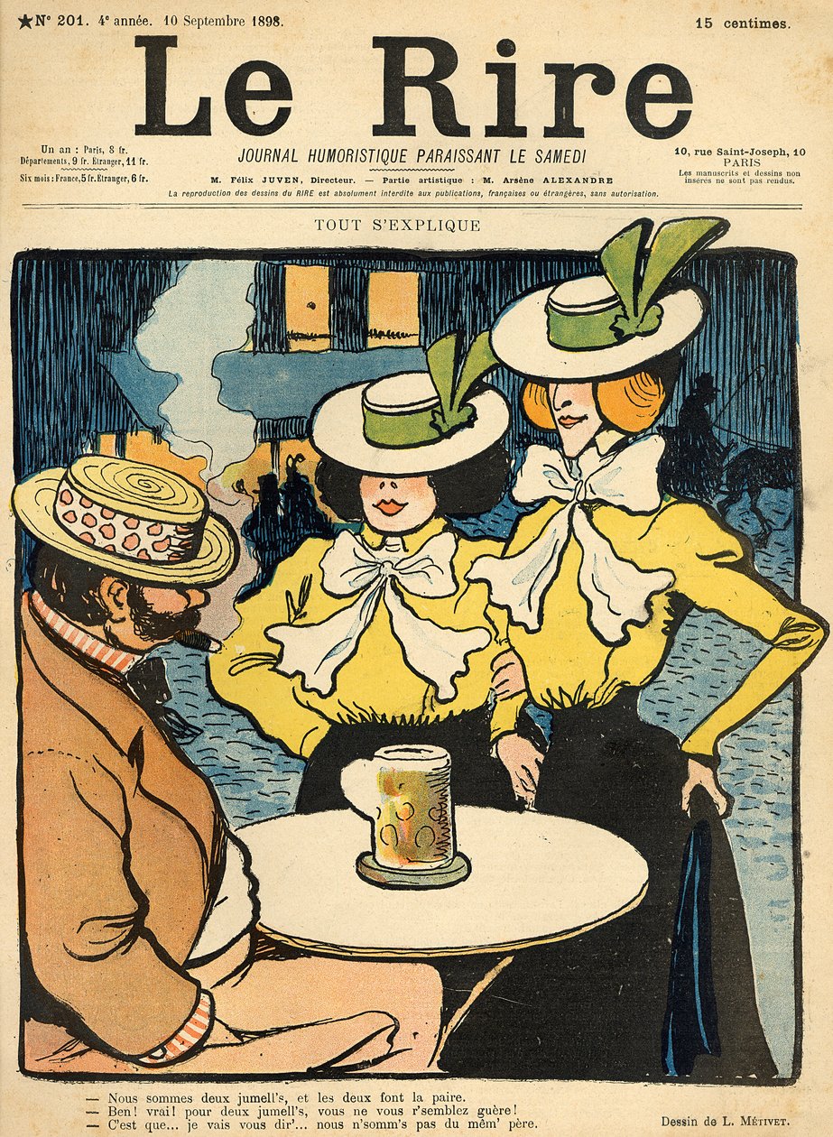 نصف أخوات ، من الغلاف الأمامي لـ "Le Rire" ، 10 سبتمبر 1898 بواسطة لوسيان ميتيفيت