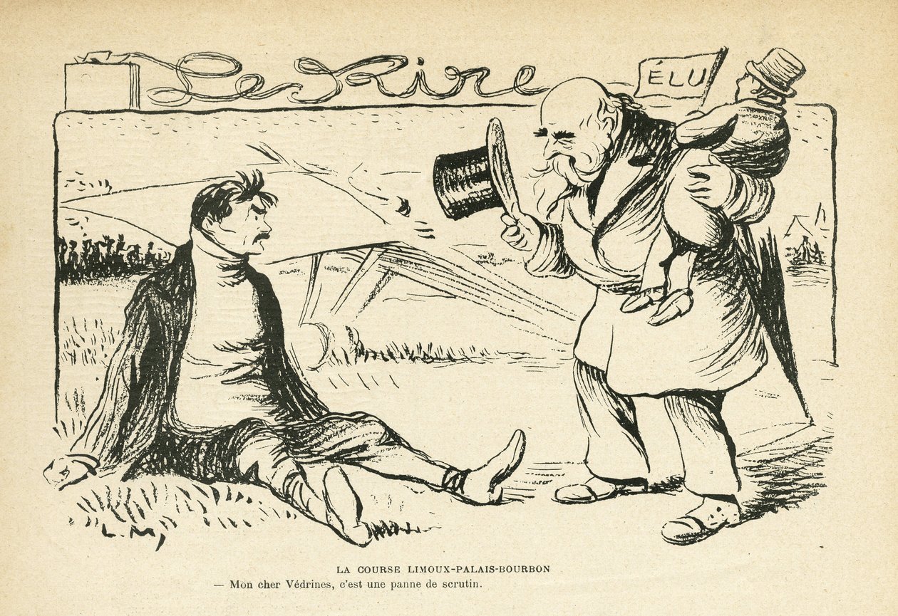 رسم توضيحي في Le Rire ، 30/03/12 - سباق Limoux-Palais-Bourbon - انتخابات ، طيران - Vedrines Jules (1881-1919) (نقش) بواسطة لوسيان ميتيفيت
