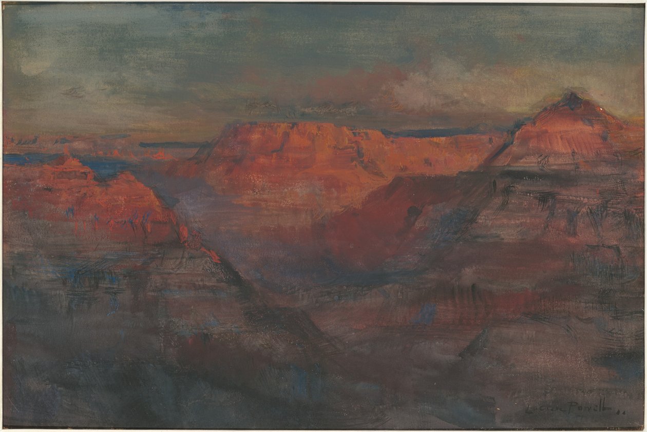 الشفق ، جراند كانيون ، أريزونا ، c.1904 (w - c & gouache on paperboard) بواسطة لوسيان ويتينغ باول