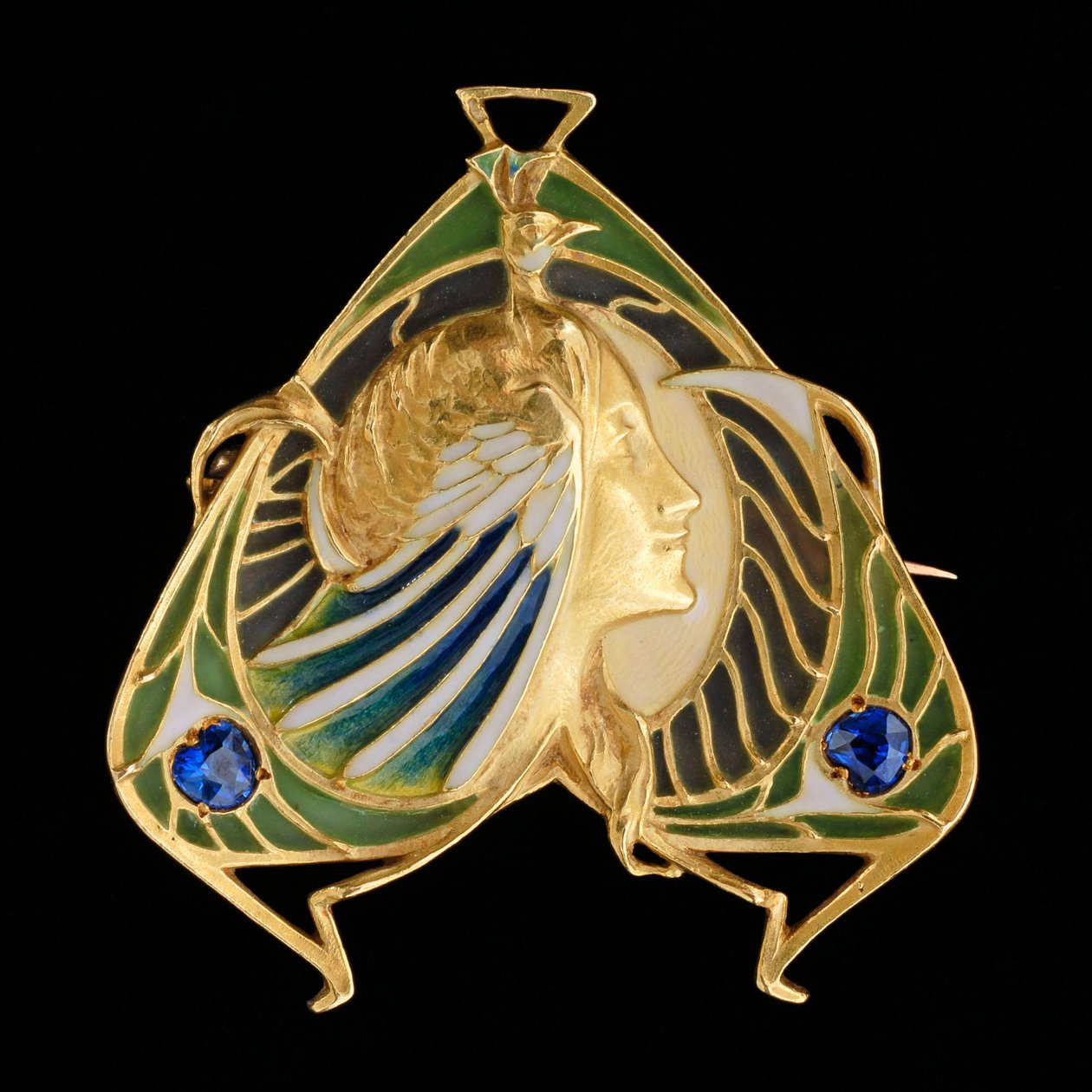 Brooch-pendant, c.1900 (gold and plique à jour enamel with sapphires) بواسطة لوسيان أو ليوبولد غوتريه