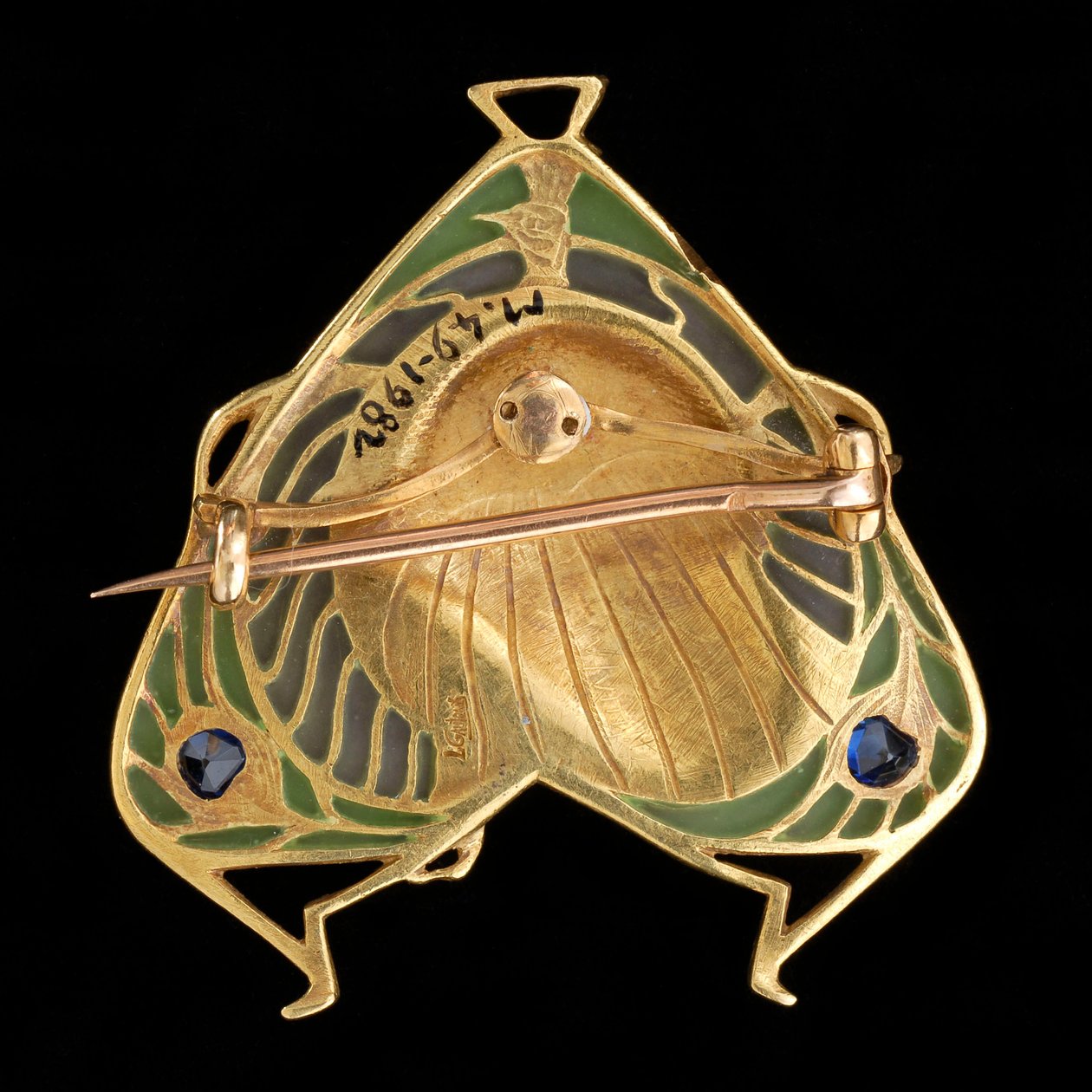 قلادة بروش ، c1900 (ذهب وصفيحة à jour enamel مع ياقوت أزرق) بواسطة لوسيان أو ليوبولد غوتريه