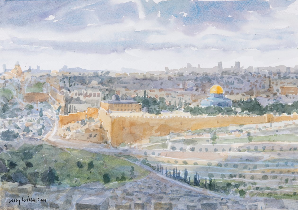 القدس من جبل الزيتون ، 2019 (بدون ورق على ورق) بواسطة لوسي ويليس