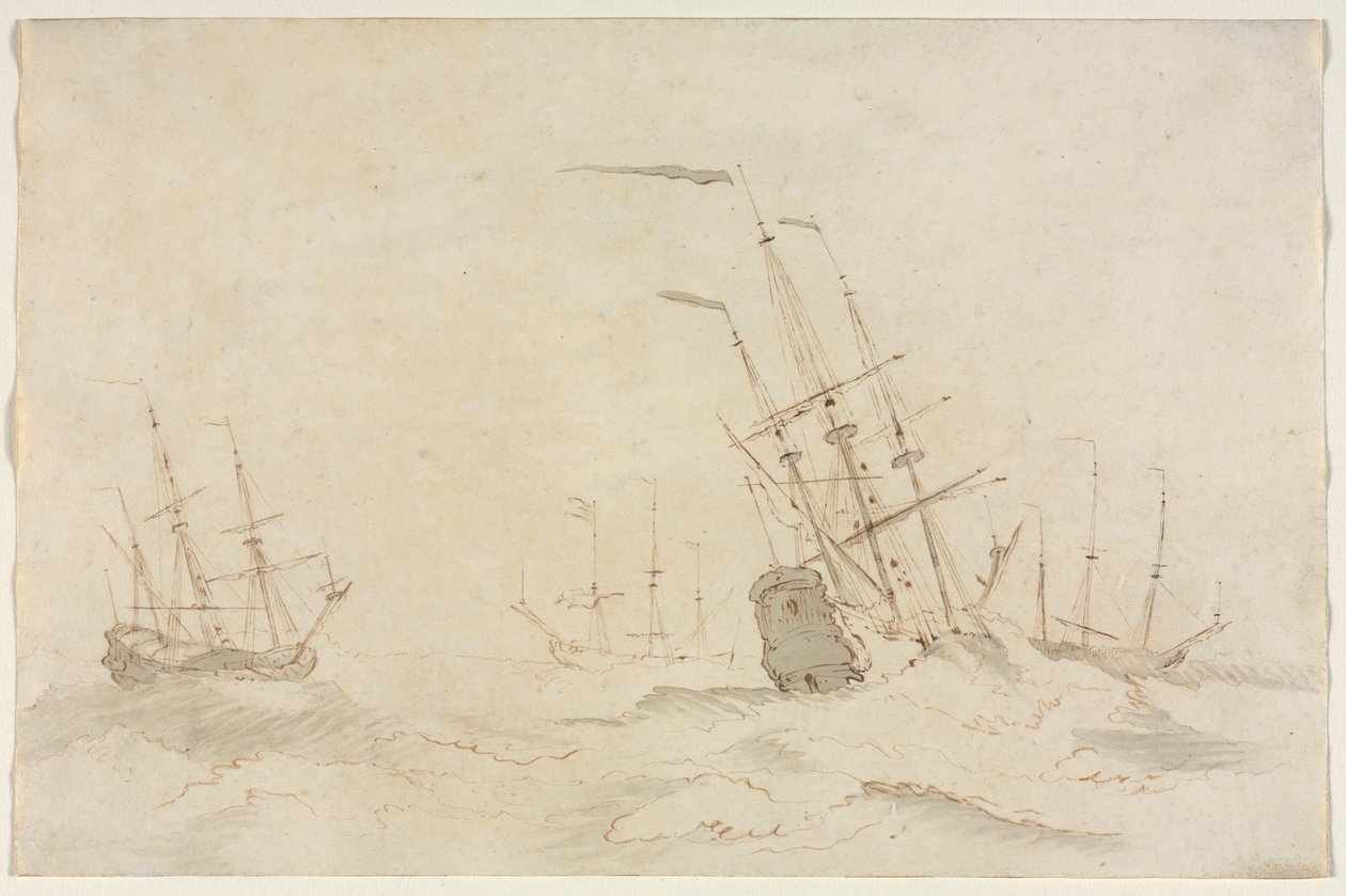 السفن ، النصف الثاني 1600s. بواسطة لودولف باكهيسن