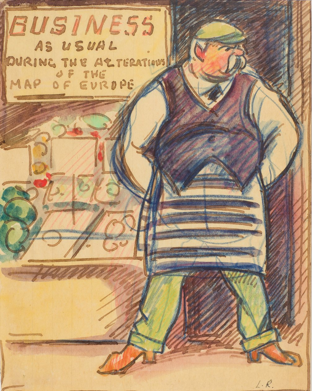 العمل كالمعتاد أثناء تعديلات خريطة أوروبا ، حوالي عام 1915 (ألوان مائية على ورق) بواسطة لودوفيك رودولف بيسارو