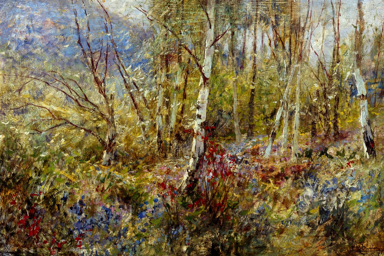 وودلاند ، لودوفيكو كافاليري (1867-1942) ، زيت على لوح ، 50 × 75 سم بواسطة لودوفيكو كافاليري