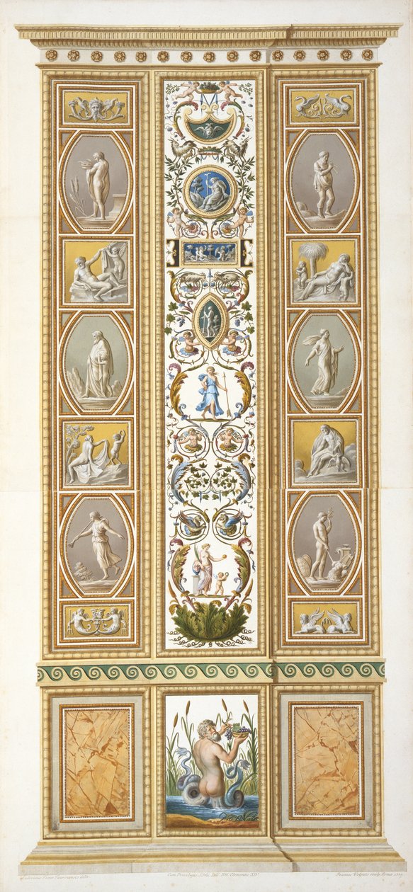 لوحة من رافائيل لوجيا في الفاتيكان ، من "Delle Loggie di Rafaele nel Vaticano" ، نقشها جيوفاني فولباتو (1735-1803) ، 1774 ، تم نشرها c.1774-77 (نقش ملون باليد) بواسطة Ludovicus Tesio Taurinensis