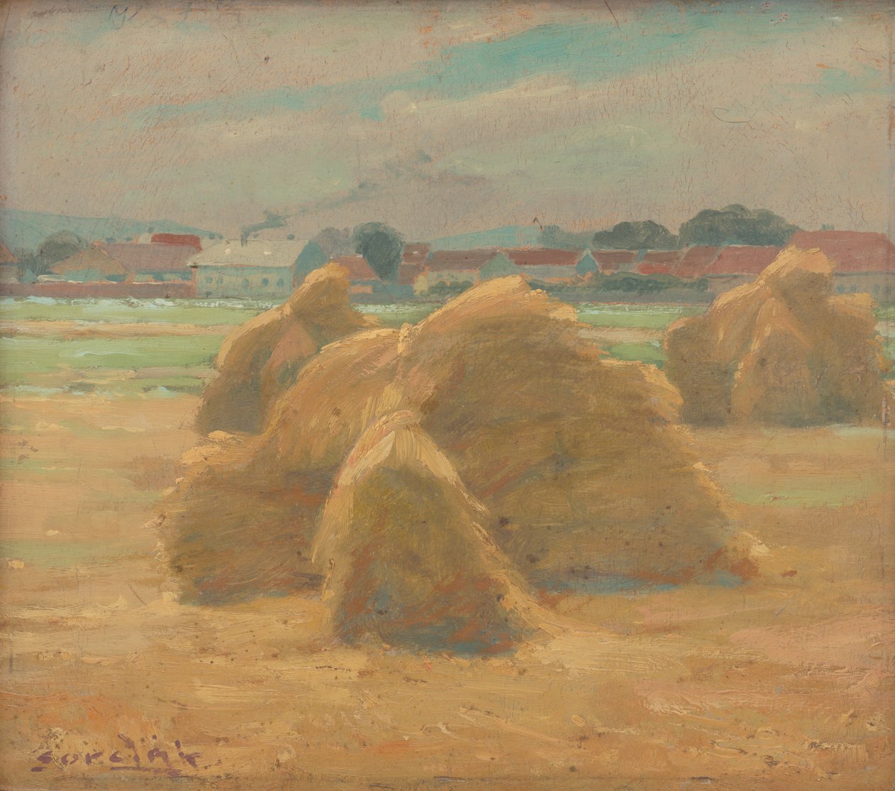 الحصاد ، حوالي 1910 (زيت على ظهر السفينة) بواسطة لودوفيت كورداك