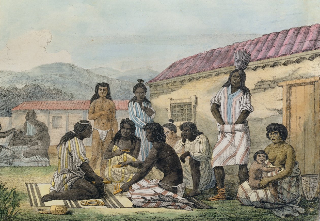 لعبة قام بها مواطنو كاليفورنيا ، من "Voyage Pittoresque Autour du Monde" ، محفورة بواسطة Jean Pierre Norblin (1745-1830) نشرت عام 1822 بواسطة لودفيج شوريس