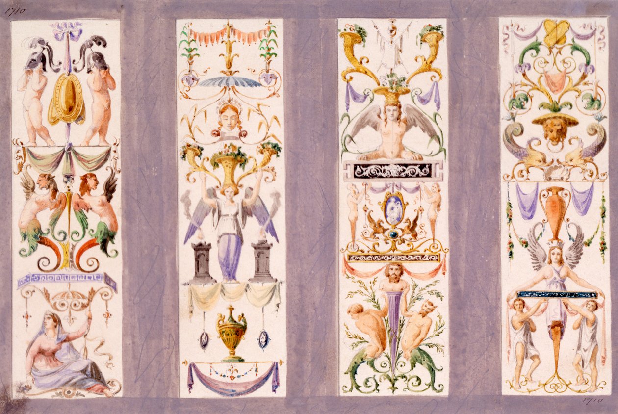 أربع لوحات أرابيسك من Scala del Palazzo Ducale ، البندقية بواسطة لودفيج جرونر