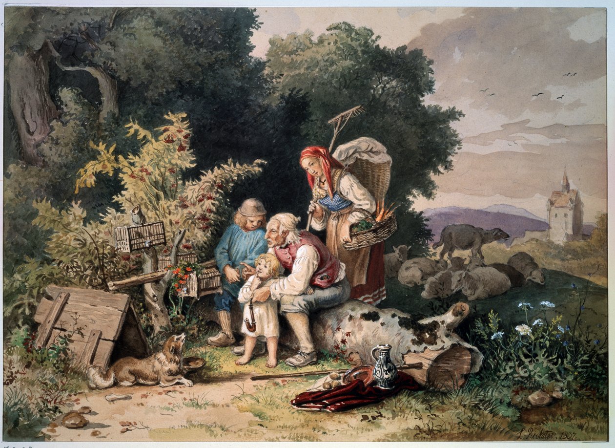 "" عائلة الراعي "(عائلة الراعي) لوحة مائية لودفيج ريشتر (1803-1884) 1837 متحف بوشكين ، موسكو بواسطة لودفيج أدريان ريشتر