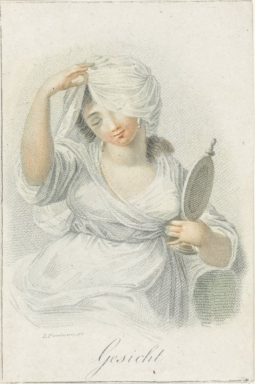 رؤية Gesicht (العنوان على الكائن) خمس حواس ممثلة بشخصيات أنثوية (عنوان المسلسل) Die Funf Sinne (عنوان المسلسل) بواسطة لودفيج جوتليب بورتمان