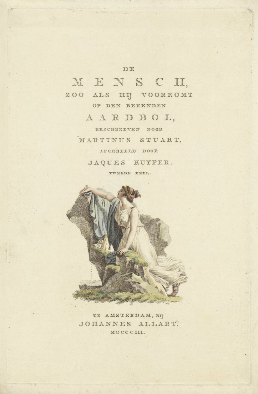 امرأة على صخرة صفحة العنوان لـ: M. Stuart، Man as he Appears on the Known Globe، 1803 بواسطة لودفيج جوتليب بورتمان