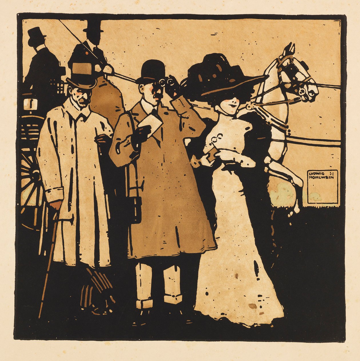 من Portfolio Turf. اثنا عشر صورة لسباق الخيل ، 1909. بواسطة لودفيج هولوين