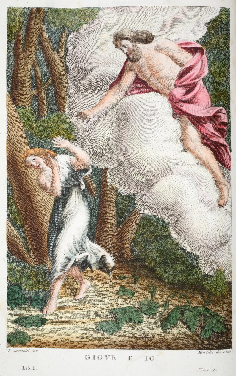 Jove in love with Io or Giove e Io، Book I، Illustration from Ovid&39;s Metamorphoses، Florence، 1832 (النقش اليدوي) بواسطة لويجي أديمولو