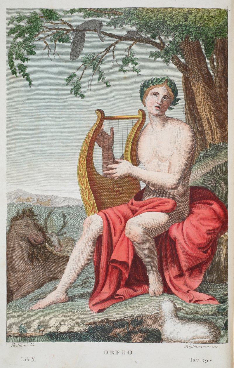 Orpheus أو Orfeo ، رسم توضيحي من تحولات Ovid ، فلورنسا ، 1832 (نقش يدوي) بواسطة لويجي أديمولو