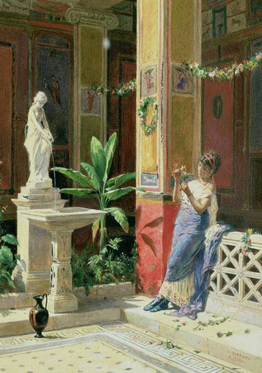 في فناء في بومبي ، 1878 (قلم رصاص ومرحاض على ورق) بواسطة لويجي بزاني