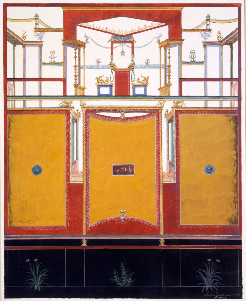 زخارف حائطية من منزل Aulus Vettius ، Pompeii ، c.36-39 م ، 1987 بواسطة لويجي بزاني
