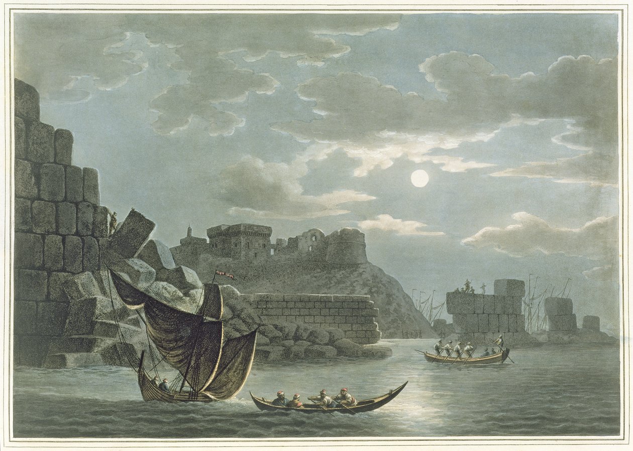 جزيرة طرطوشة ، في سوريا ، من "مناظر في السيادة العثمانية" ، 1810 (ألوان مائية) بواسطة لويجي ماير