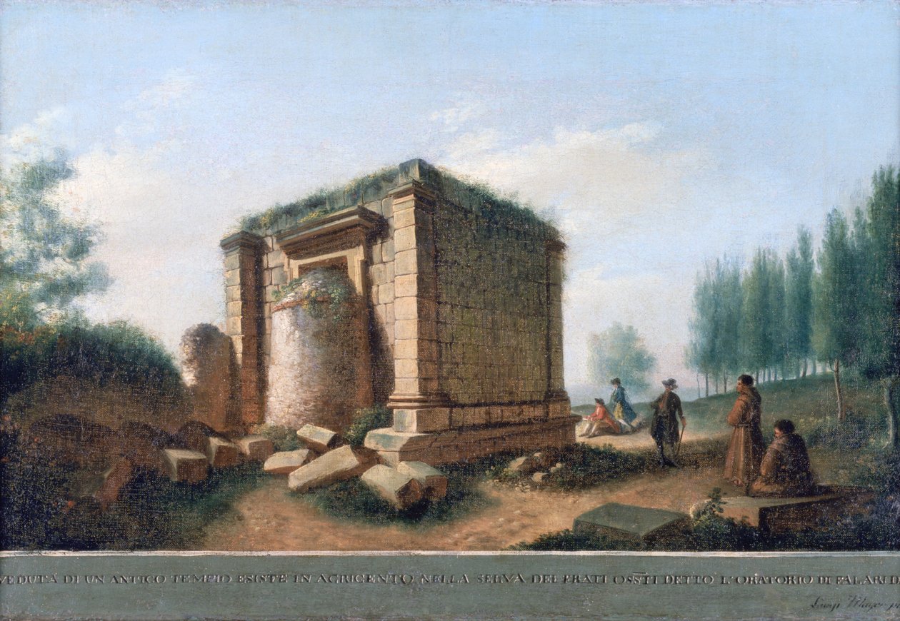 منظر لمعبد قديم في Agrigentum ، c.1776-92 بواسطة لويجي ماير