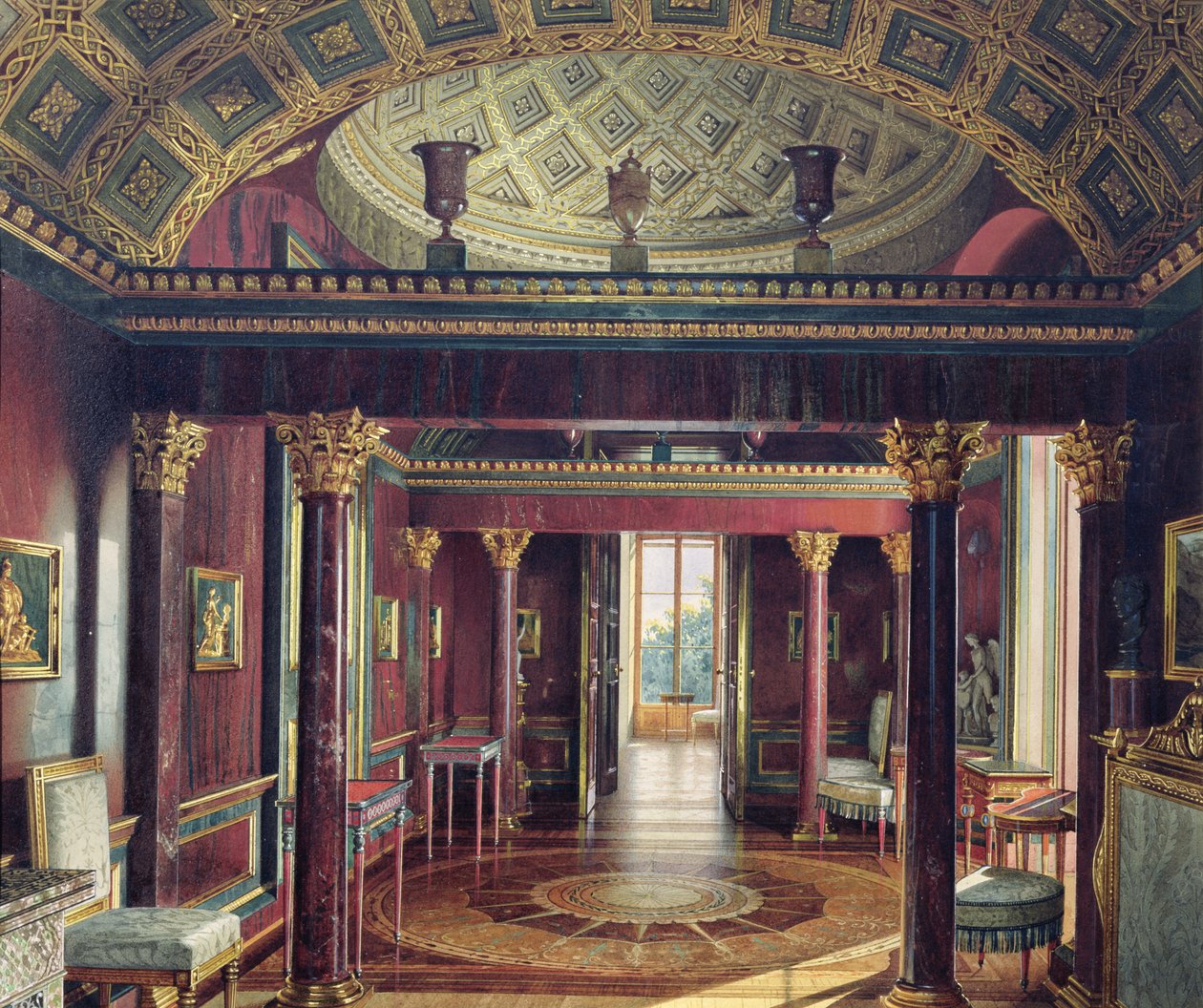غرفة العقيق في قصر كاثرين في Tsarskoye Selo ، 1859 (مرحاض لونه أبيض على ورق) بواسطة لويجي بريمازي