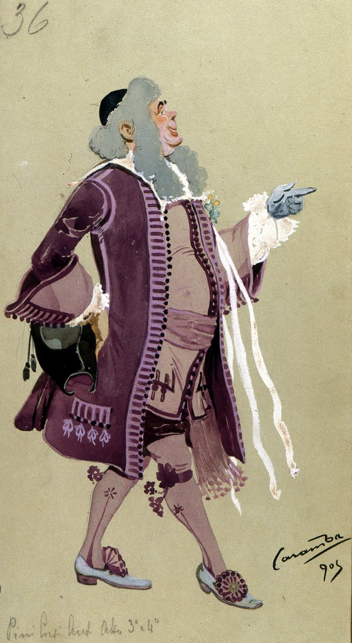 تصميم الأزياء لدون بارتولو ، من زواج فيجارو بقلم فولفجانج أماديوس موتسارت ، 1905 بواسطة لويجي سابيلي كارامبا