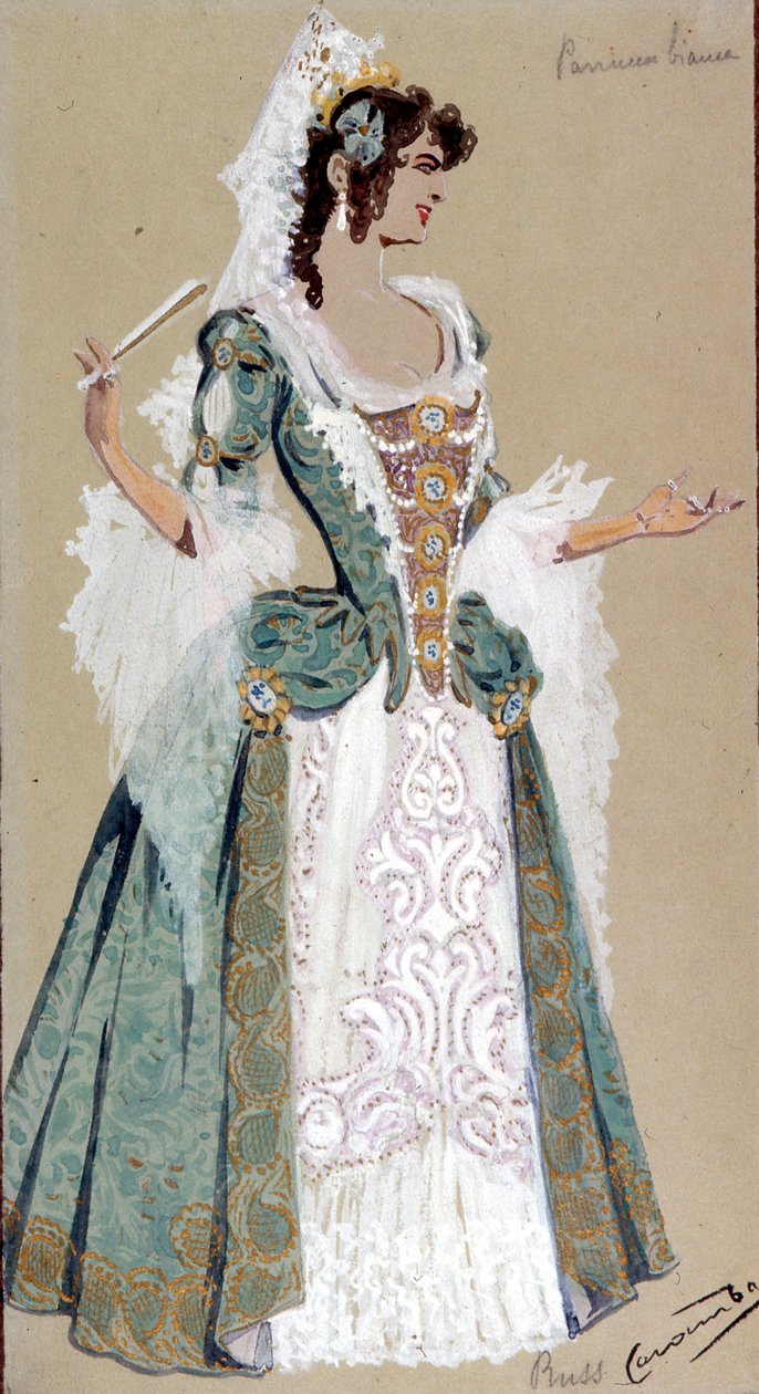 تصميم أزياء للكونتيسة المافيا ، من زواج فيغارو ، 1905 بواسطة لويجي سابيلي كارامبا