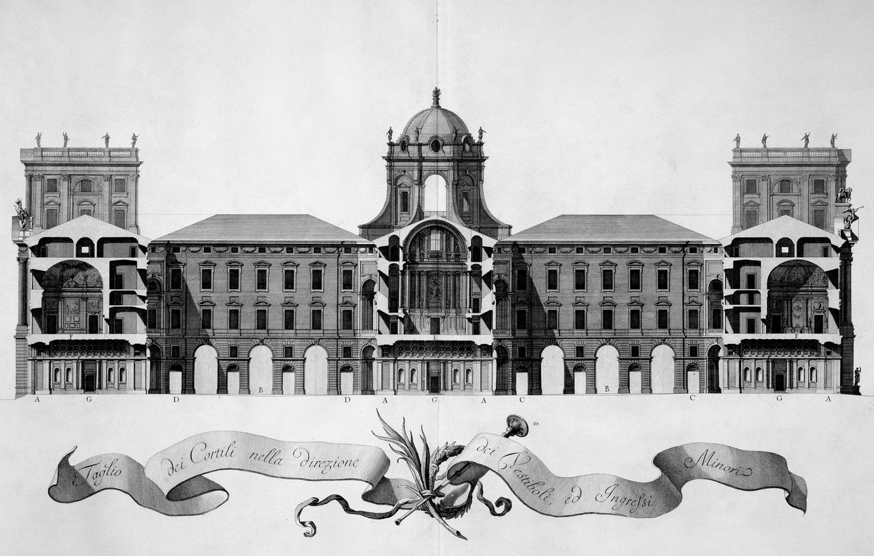 تصميم القصر الملكي في كاسيرتا ، 1756 بواسطة لويجي فانفيتيلي