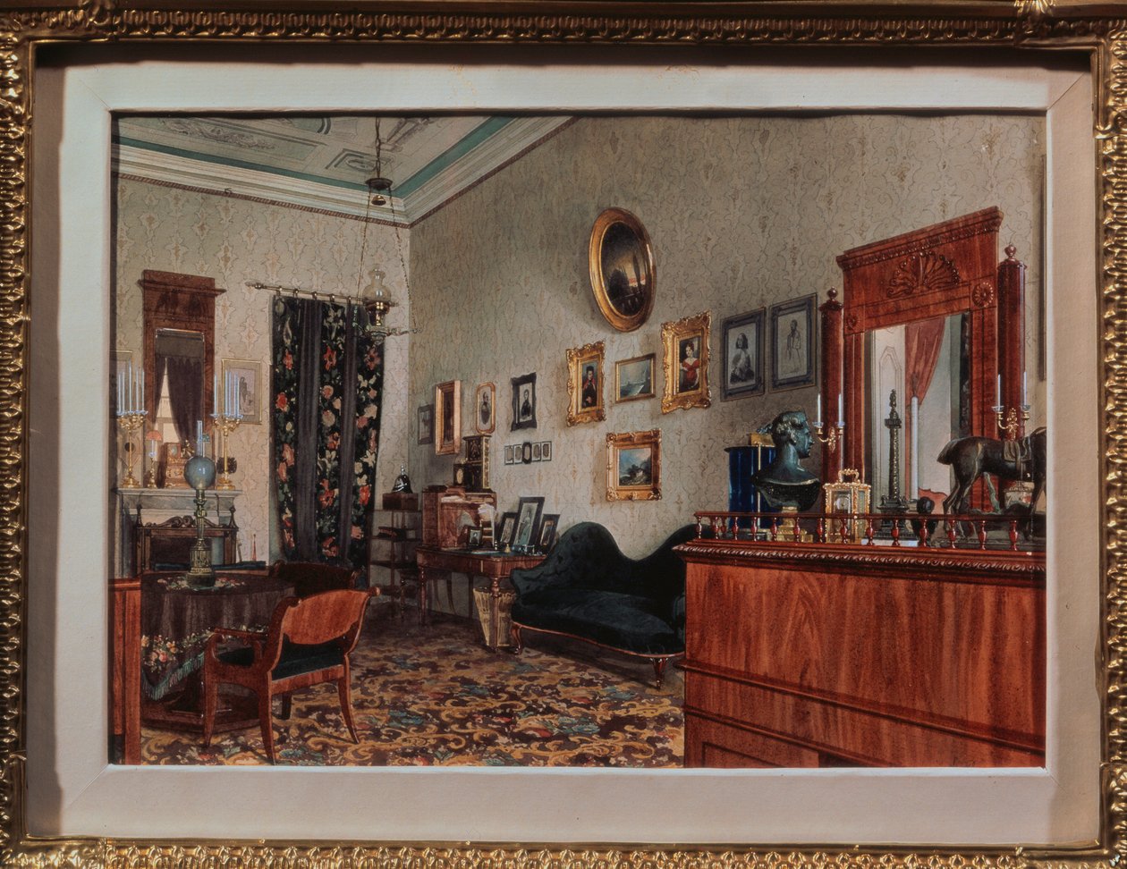غرفة دراسة ميخائيل أوبريسكوف. عمل لويجي بريماتزي (1814-1891) ، ألوان مائية على ورق بواسطة لويجي بريمازي
