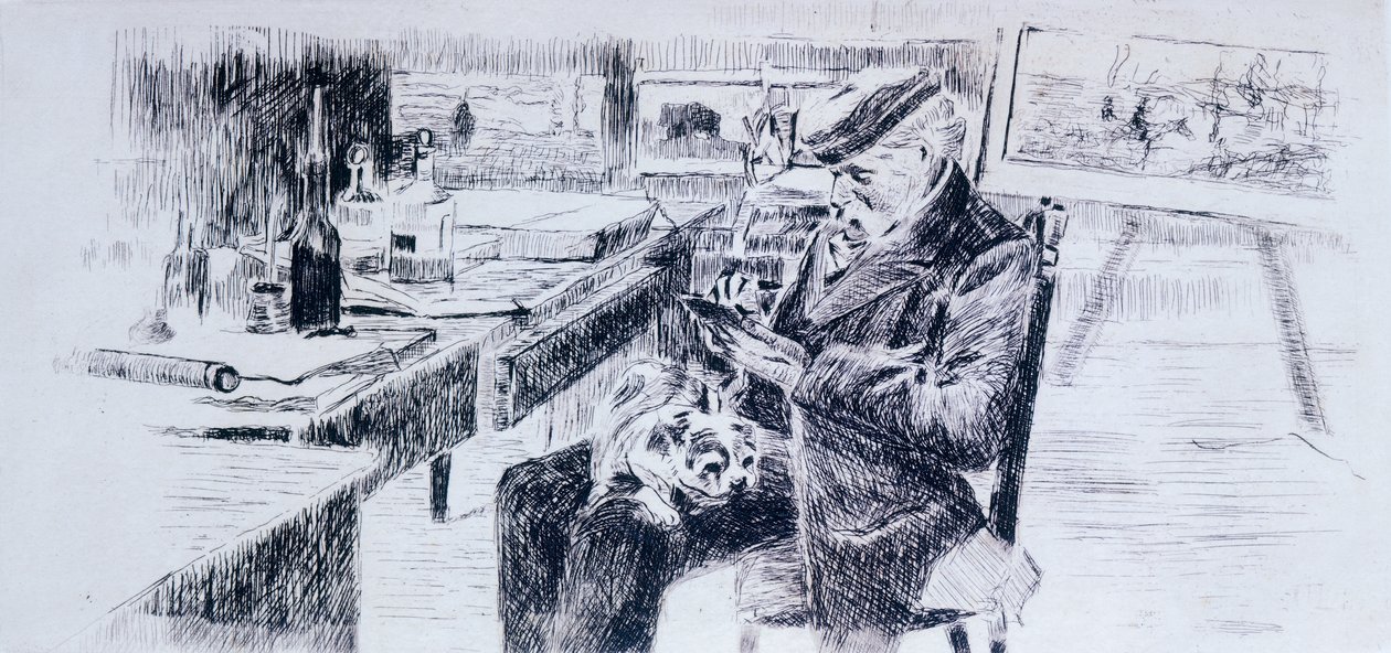 صورة للرسام جيوفاني فاتوري بواسطة لويجي ليفي (1858-1860-1939) ، رسم بواسطة لويجي ليفي