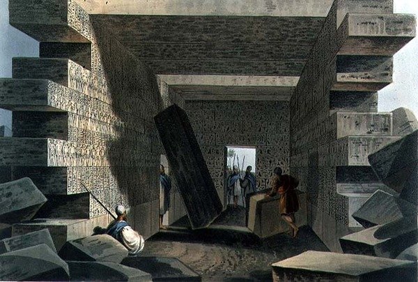 داخل معبد جوبيتر عمون ، اللوحة 71 من "مناظر في السيادة العثمانية" ، حانة. بواسطة روبرت بوير (1758-1834) 1810 (أكواتينت) بواسطة لويجي (بعد) ماير