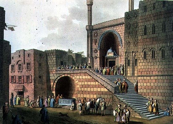 نافورة العاشق مع المسجد المجاور ، اللوحة 29 من "مناظر في مصر" ، نقش بواسطة حانة توماس ميلتون (1743-1827). بواسطة روبرت بوير (1758-1834) 1802 (أكواتينت) بواسطة لويجي (بعد) ماير