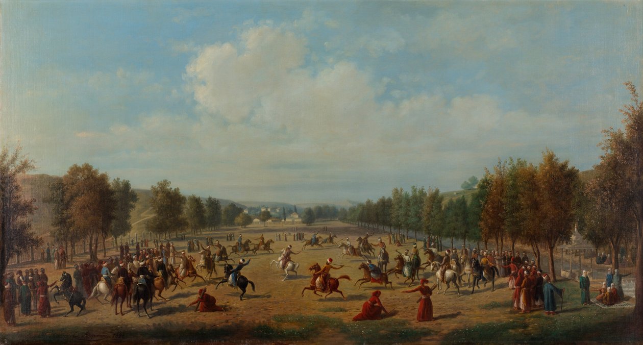 لعبة Jereed في Kagithane ، ج. 1890 بواسطة لويجي أكوارون