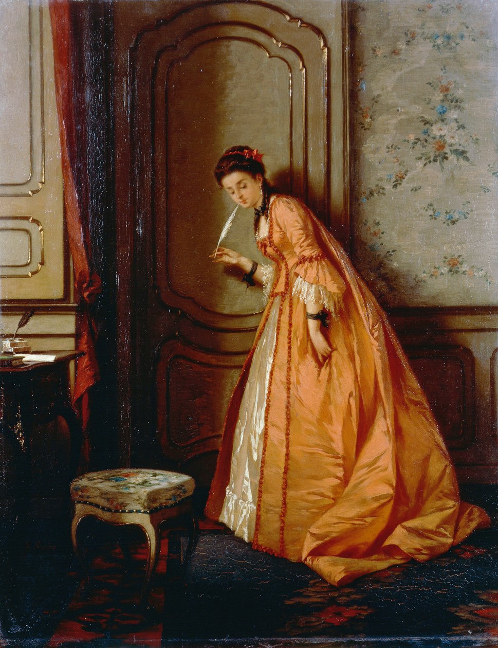 الاستماع ، لويجي كروسيو (1835-1915) ، زيت على لوح ، 40.5x32 سم بواسطة لويجي كروسيو