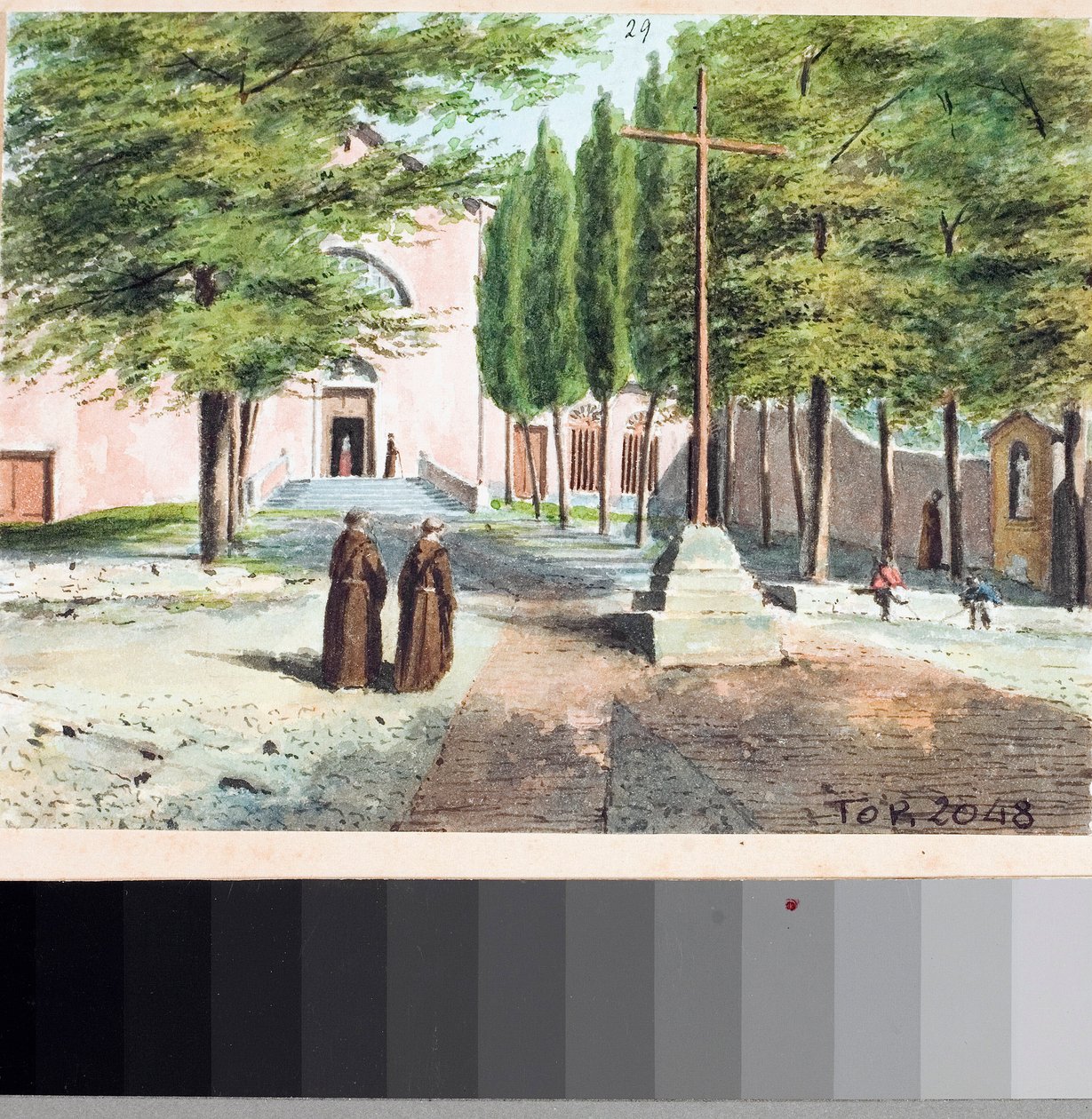 منظر لكنيسة Capuchin ، جنوة (الرسم والألوان المائية ، حوالي 1825) بواسطة لويجي جاريبو
