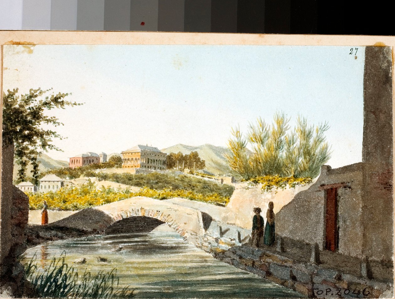 منظر لفيلا سالوزو بومبريني في منطقة ألبارو ، جنوة (رسم وألوان مائية ، حوالي 1825) بواسطة لويجي جاريبو