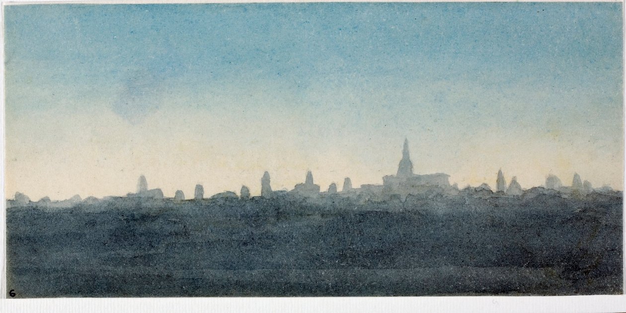 منظر لمدينة فلورنسا لمحة عن المنازل والآثار (Watercolor بواسطة لويجي جاريبو