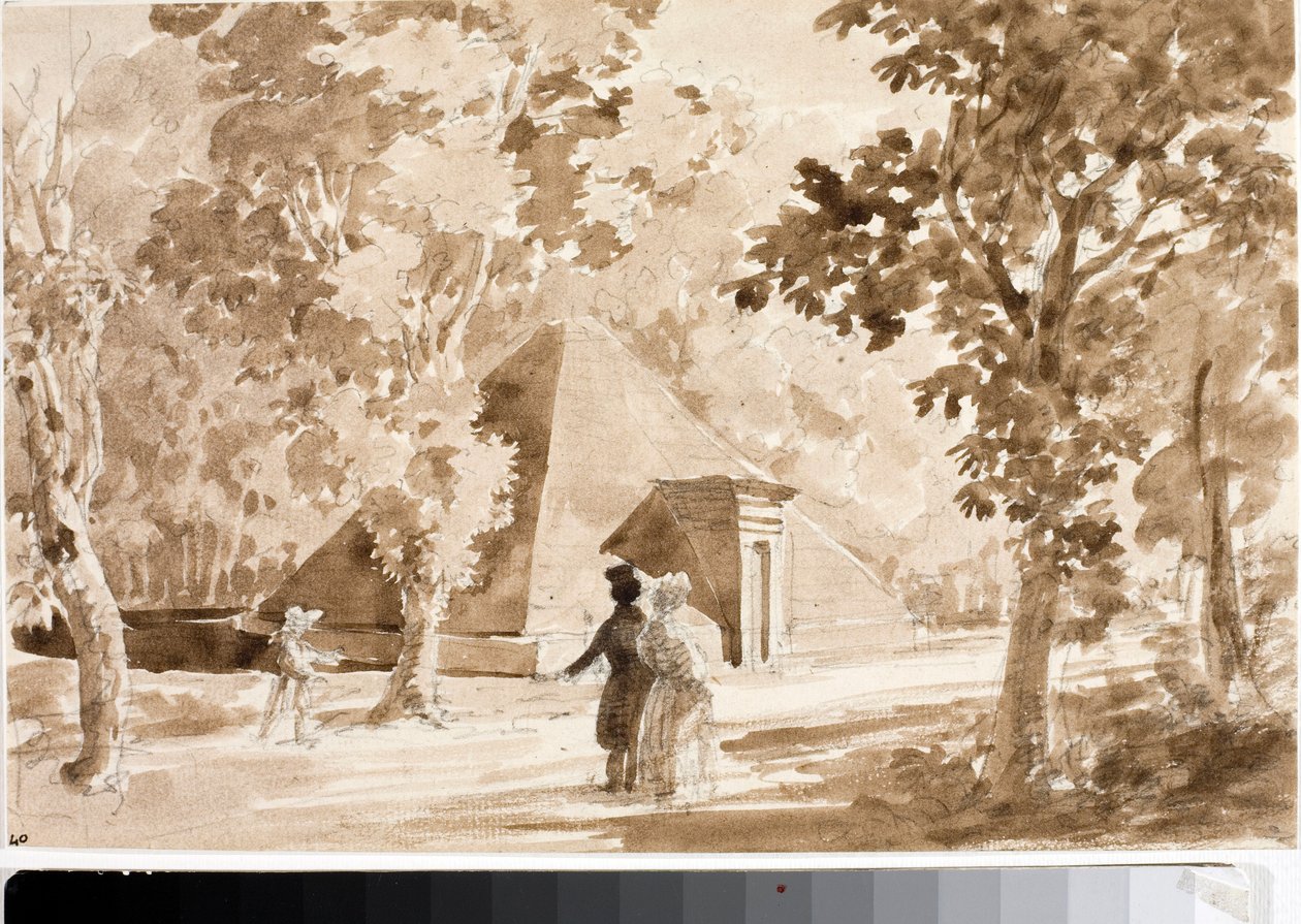 منظر لهرم Parco delle Cascine في فلورنسا (ألوان مائية ، حوالي 1820) بواسطة لويجي جاريبو