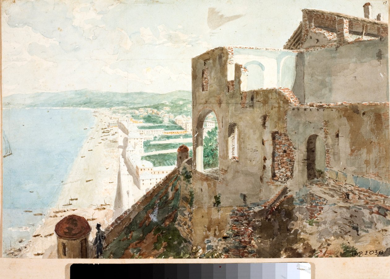 منظر على منطقة Sampierdarena في جنوة (Watercolor بواسطة لويجي جاريبو