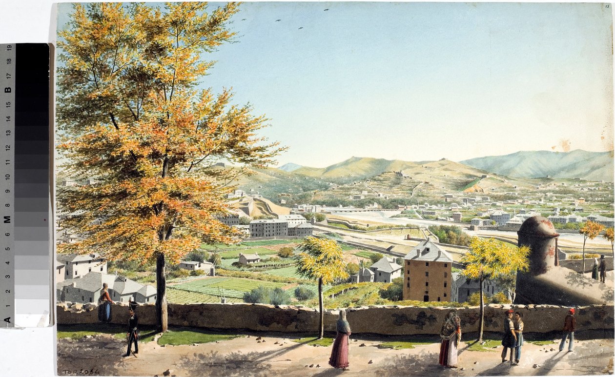 منظر لمدينة جنوة من أسوار سانتا كيارا (Watercolor بواسطة لويجي جاريبو
