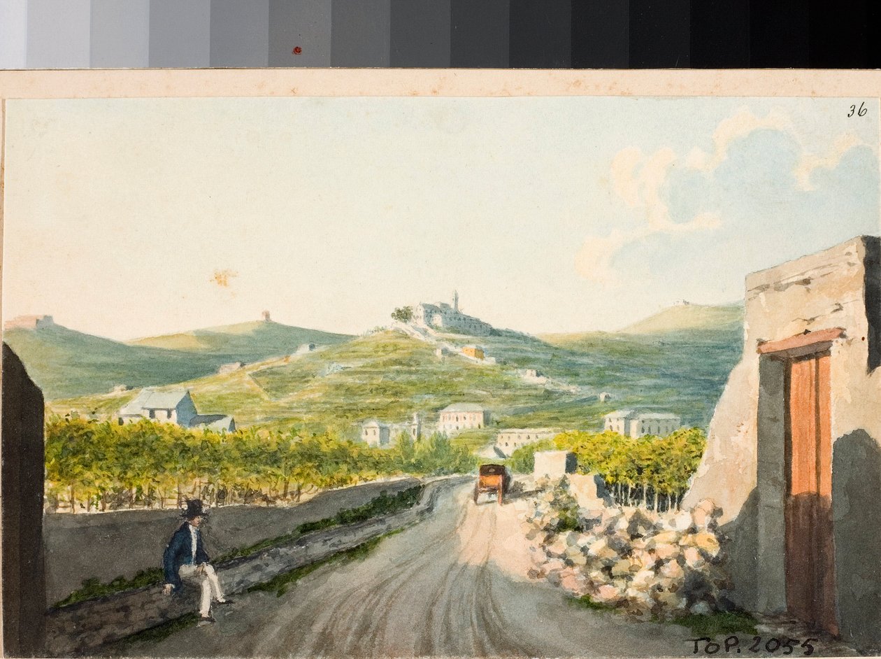 عرض على الحرم Nostra Signora del Monte ، جنوة (Watercolor ، كاليفورنيا 1825) بواسطة لويجي جاريبو