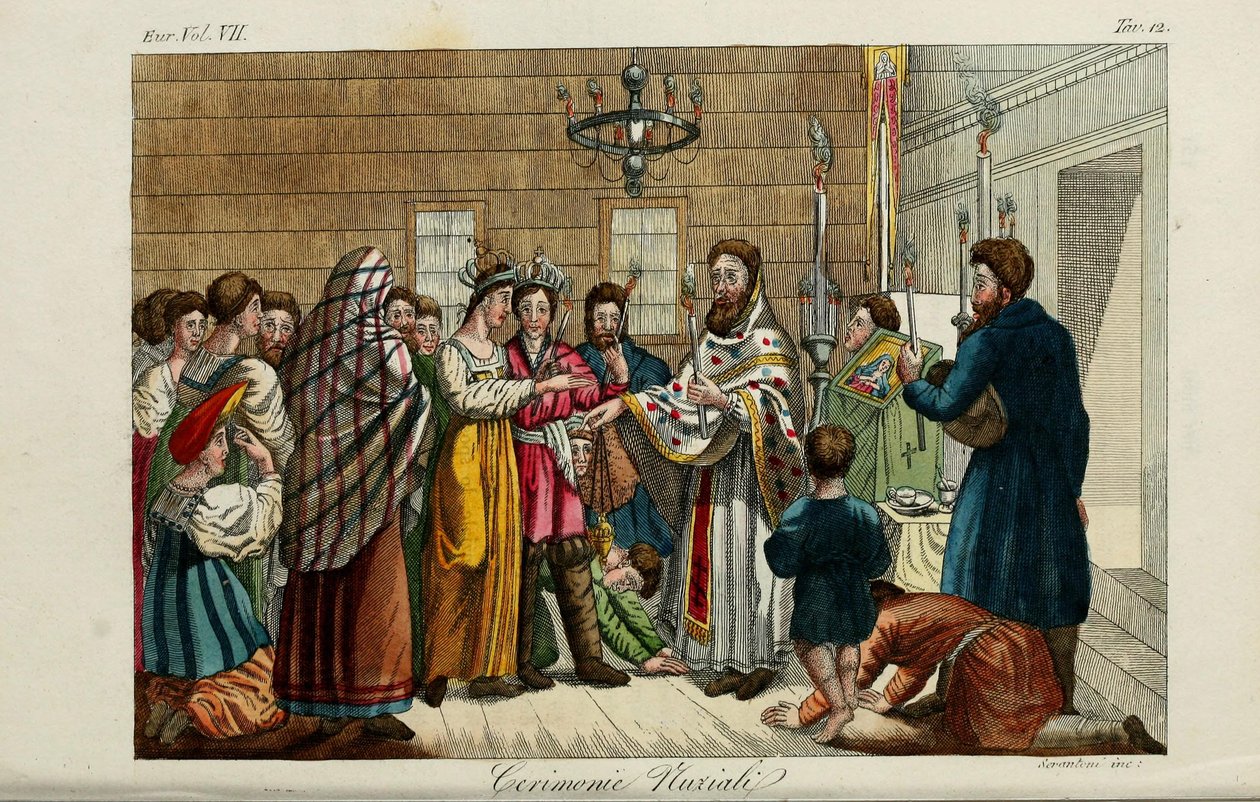 الخطبة. رسم توضيحي من العادات القديمة والحديثة أو تاريخ الحكومة ... بقلم جوليو فيراريو ، 1831 بواسطة لويجي جياره