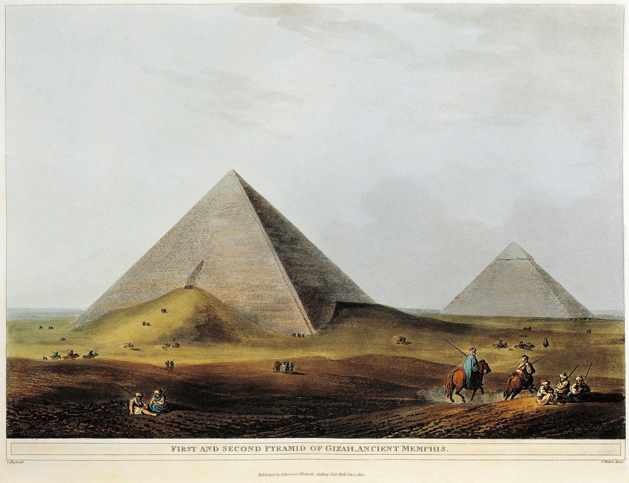 مسكن عربي مبني على الآثار القديمة على طول قناة منوف في مصر من مناظر في مصر بواسطة لويجي ماير ، نقش بواسطة لويجي ماير