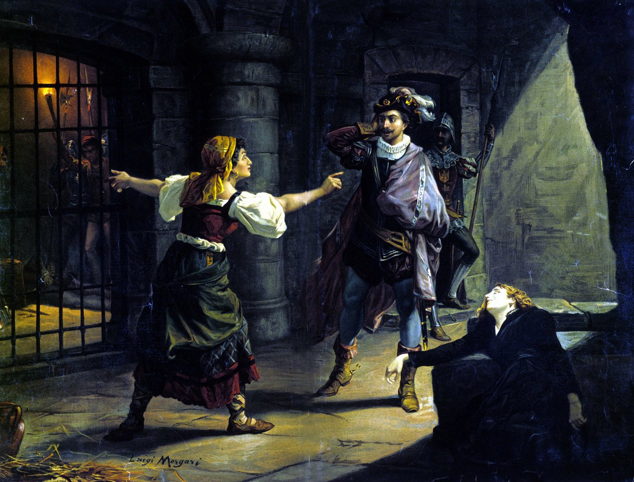 Le Fere (Il Trovatore) لجوزيب فيردي (1813-1901). الطباعة الحجرية الملونة بواسطة لويجي مورجاري بواسطة لويجي مورجاري