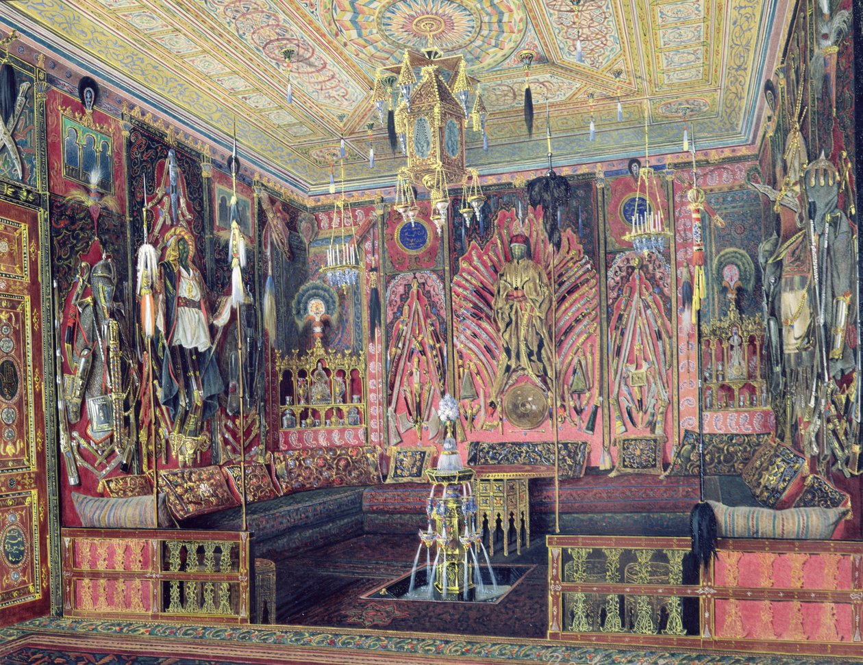 القاعة العربية في قصر كاترين في Tsarskoye Selo ، c.1850 (مرحاض لون أبيض على الورق) بواسطة لويجي بريمازي