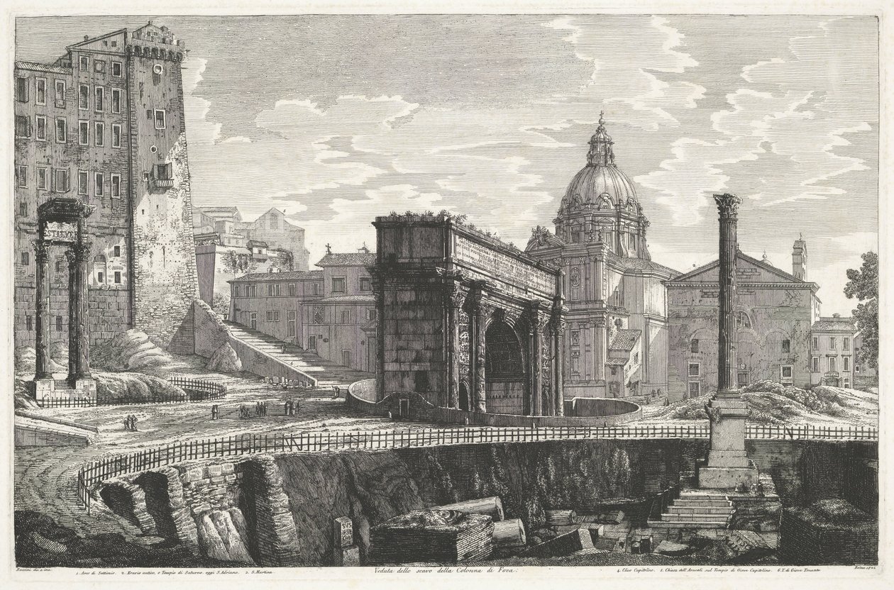 De Zuil van Phocas op het Forum Romanum Veduta dello scavo della Colonna di Foca (العنوان على الكائن) بواسطة لويجي روسيني