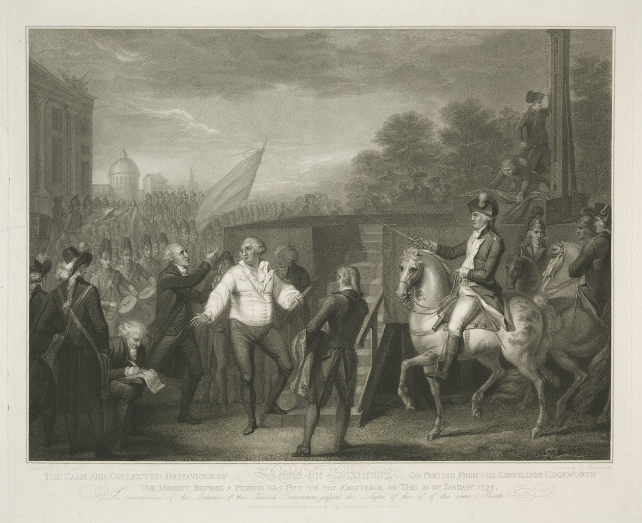Lodewijk XVI bij het schavot الهدوء وسلوك لويس السادس عشر عند فراقه إيدجوورث / في اللحظة التي سبقت فترة وجوده في 21 يناير 1793 (العنوان على الشيء) بواسطة لويجي شيافونيتي