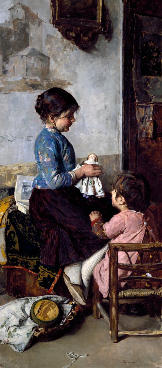 أيام سعيدة ، لوحة لويجي سيرينا (1855-1911) ، زيت على قماش بواسطة لويجي سيرينا